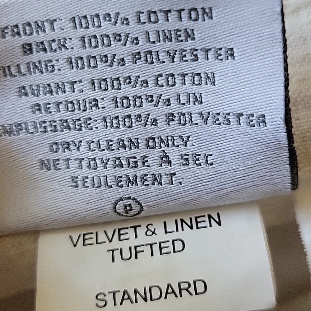 Restoration Hardware Velvet and Linen Tufted Pillow Sham